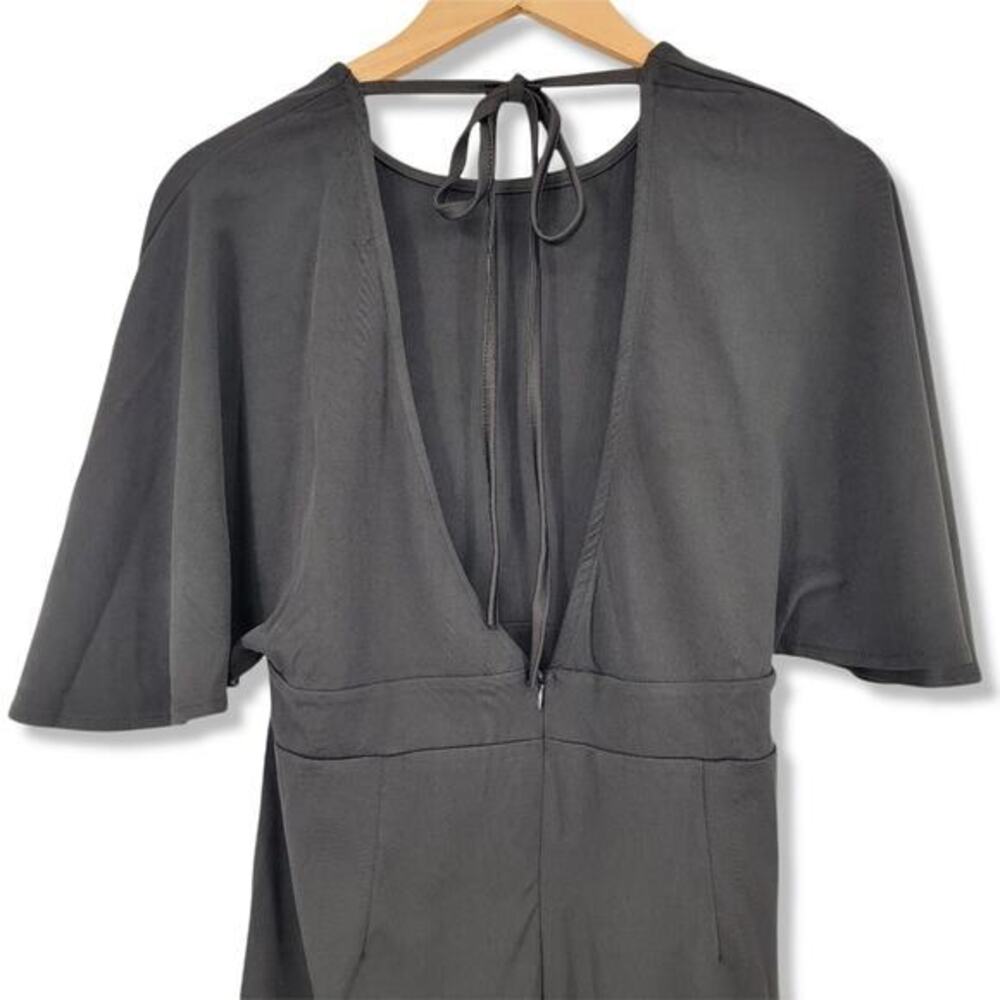 New Zeagoo Black Bat Flutter Sleeve Midi Dress Tie‎ Back Womens Size Large - Picture 3 of 11
